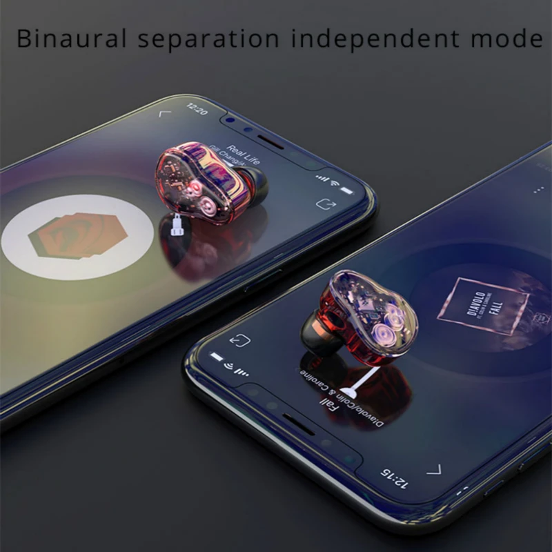 Настоящие беспроводные наушники прозрачные Bluetooth 5 0 стерео гарнитура глубокий