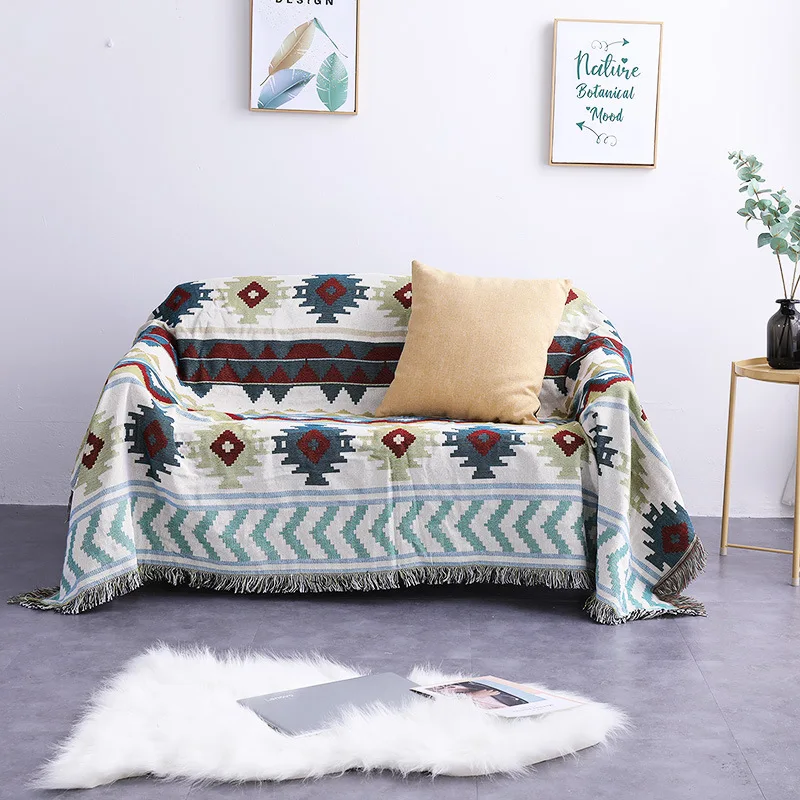 

Bohemian Knitted Throw Thread Blanket on the Bed Sofa Plaid Soft Towel Bed Plaid Tapestry Bedspread Tablecloth