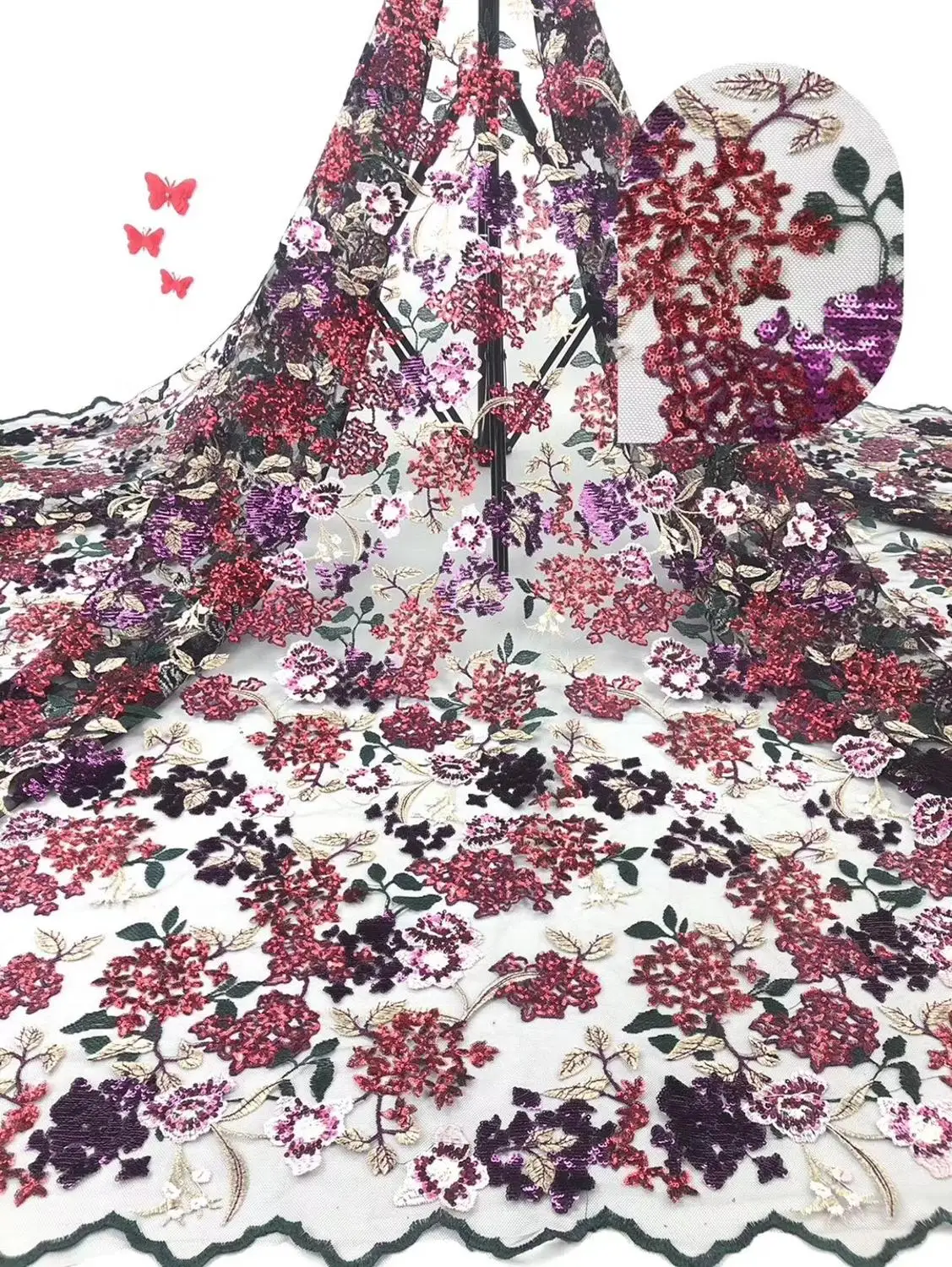 

Embroidery African tulle lace fabric 2020 french lace fabric with sequins high quality french laces for party JIAJIAJA054