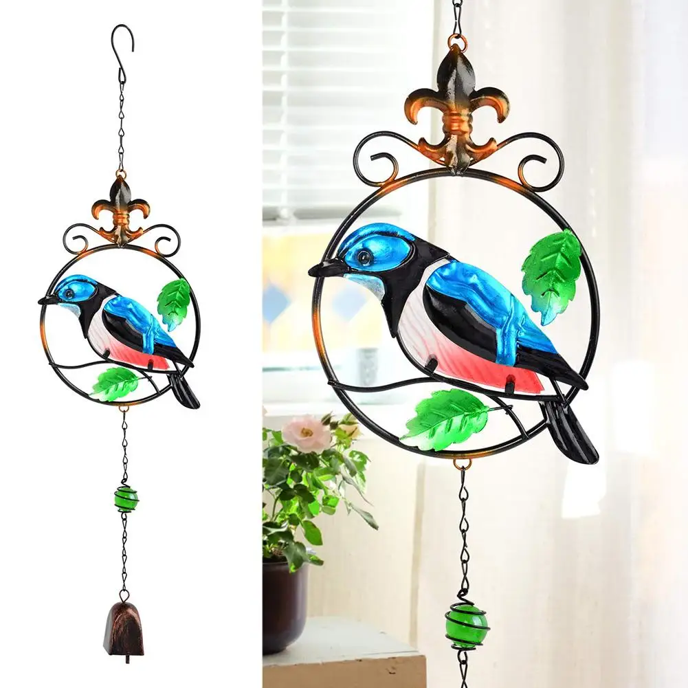 Металлическая ручная работа колибри ветряные колокольчики расписные стеклянные
