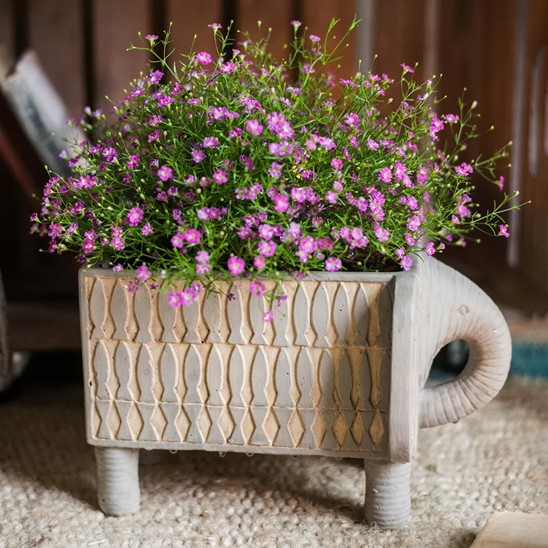 

Родовой контейнер для цветов слона и цветочный горшок цемент украшение в этническом стиле для украшения балкона сада посадки суккулентов