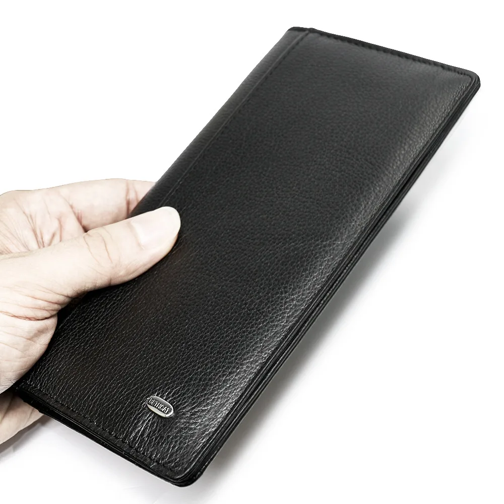 

High Quality Thin Men's Wallets Genuine Leather Soft Cowhide Card Holder Zipper Coin Pocket Money Clips
