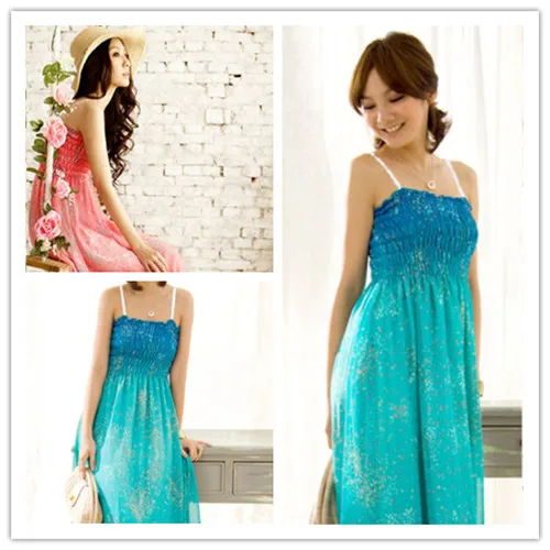 Модное женское длинное платье без рукавов с градиентом цвета пляжные платья