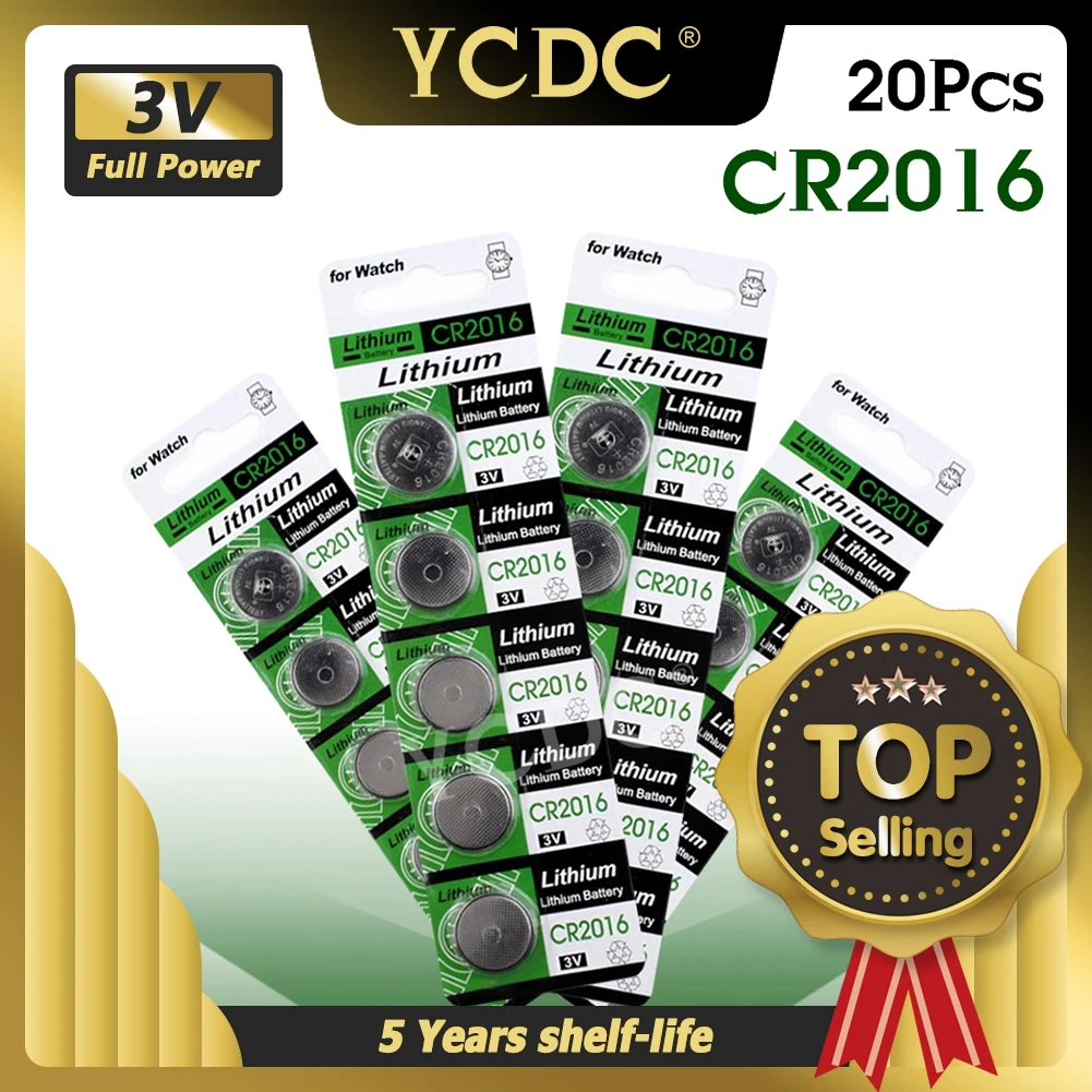 

YCDC 2021 New 20x CR2016 Button Coin Cells 3v BR2016 DL2016 LM2016 KCR2016 ECR2016 Lithium Battery For LED Light Motherboard Toy