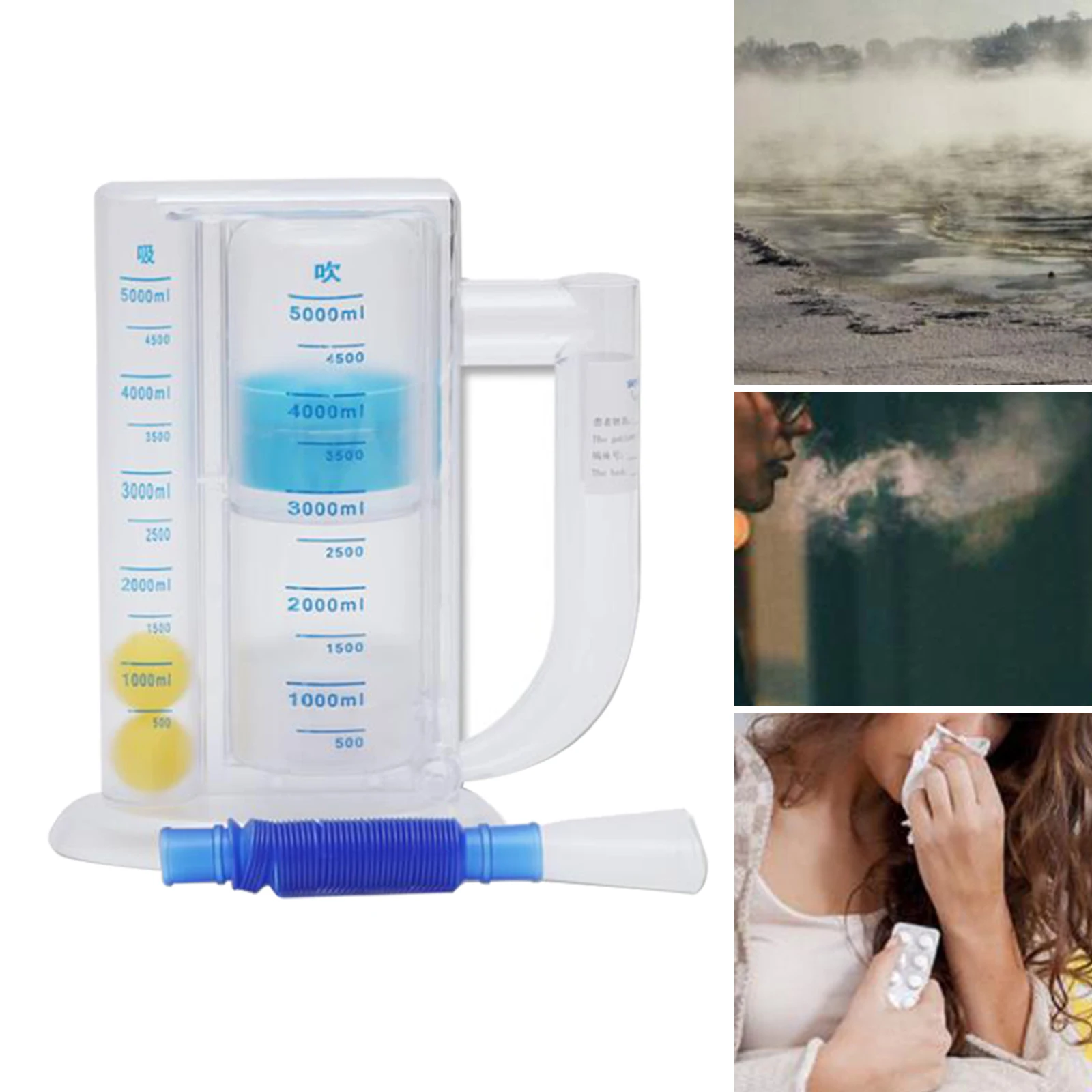 5000ml 3-Ball Capacity Lung Deep Breathing Trainer Exerciser with Handle | Спорт и развлечения