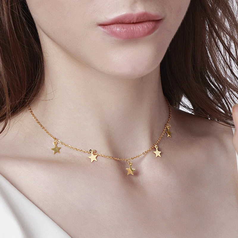 Женское колье из нержавеющей стали золотистого цвета|Колье| |