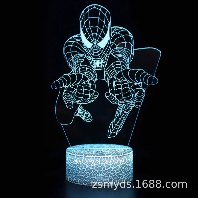Disney Marvel Человек паук 3D настольная лампа светодиодный светильник креативный