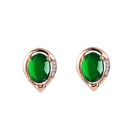 vintage earrings 925 silver jewelry with green zircon gemstone stud earrings for women wedding promise bridal party accessories