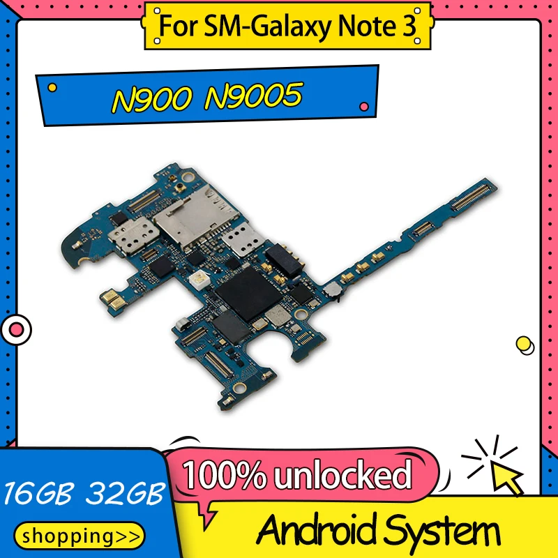 Оригинальная материнская плата для Samsung Galaxy Note 3 N900 N9005 16 ГБ 32 полностью рабочий б/у