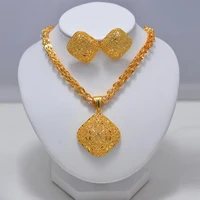 luxury wedding bridal dubai gold jewelry sets for women crystal necklace earrings african beads jewelry set wholesale design