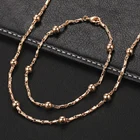 Мода 585, розовое золото, шар, ожерелье, браслет, набор для женщин, спутниковая цепочка, элегантный свадебный комплект ювелирных изделий CS26