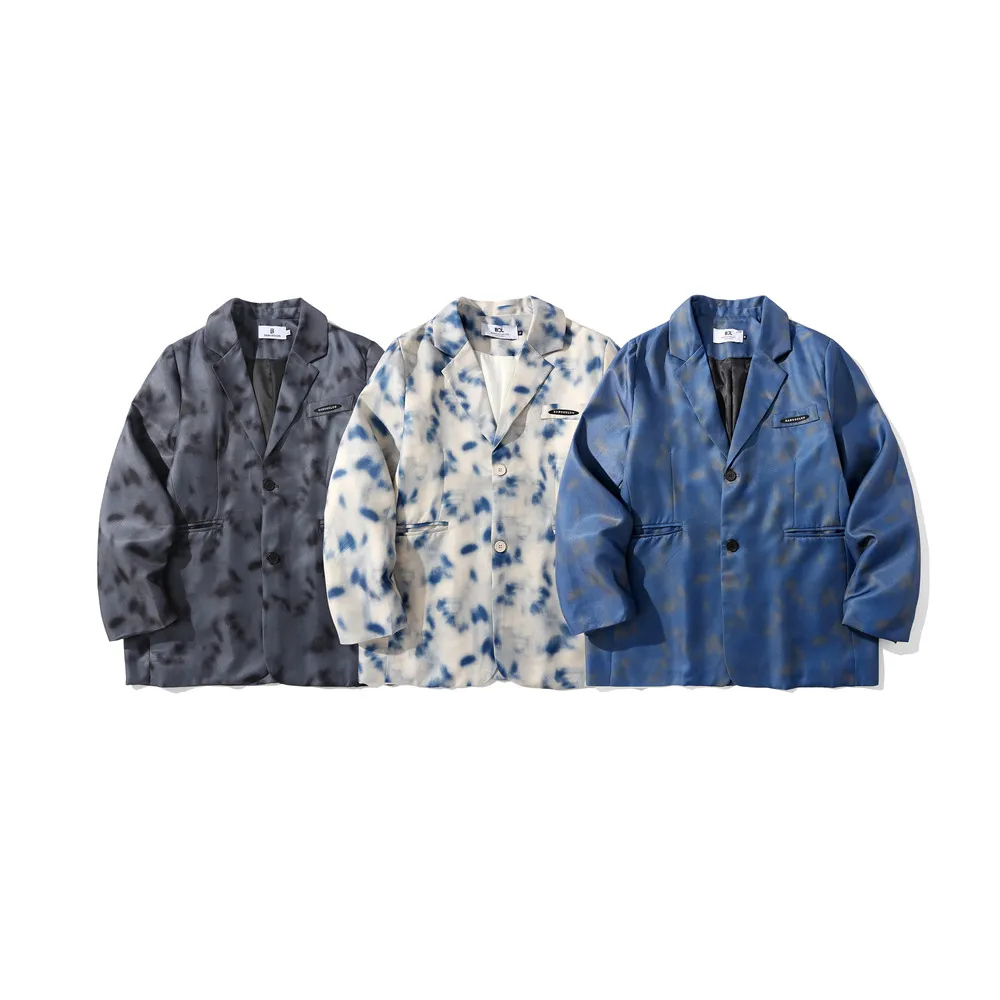 

Dark fashion tie dyed suit jacket men's high street fashion loose Lapel casual suit jacket men suits mens jacket