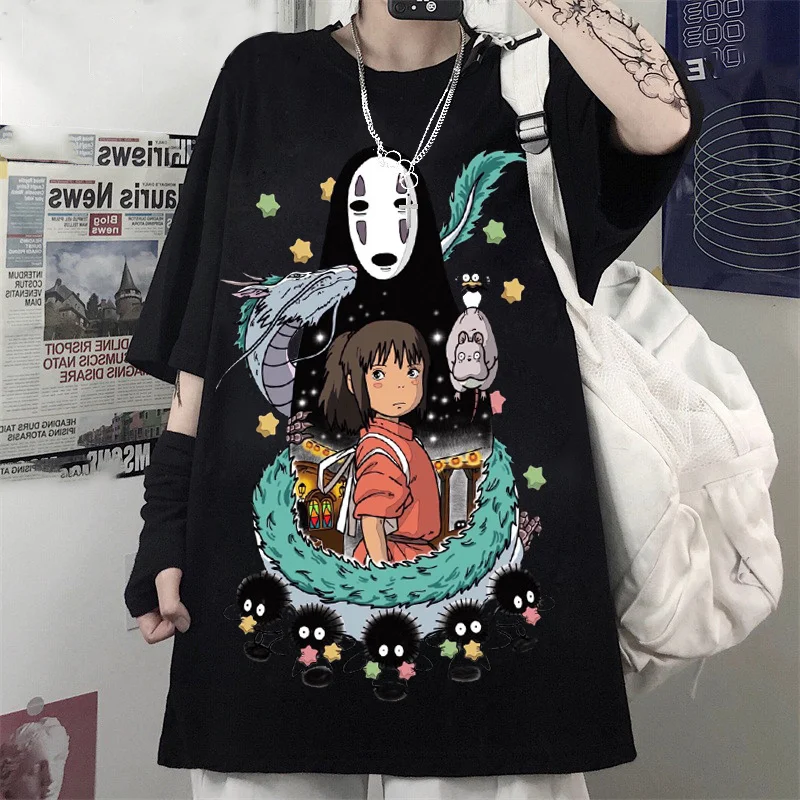 

Totoro Harajuku Gothic Summer anime T-Shirt Fashion Print Cartoon Tops woman tshirts Female New Casual T-Shirt