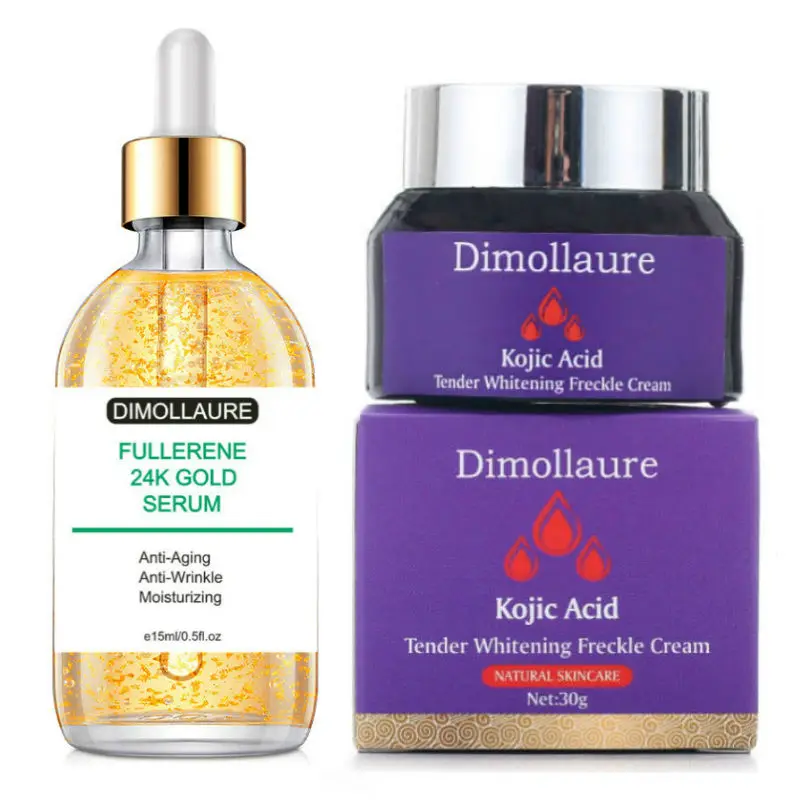 Отбеливающий крем Dimollaure с койевой кислотой Fullerene 24k Золотая сыворотка мелазма
