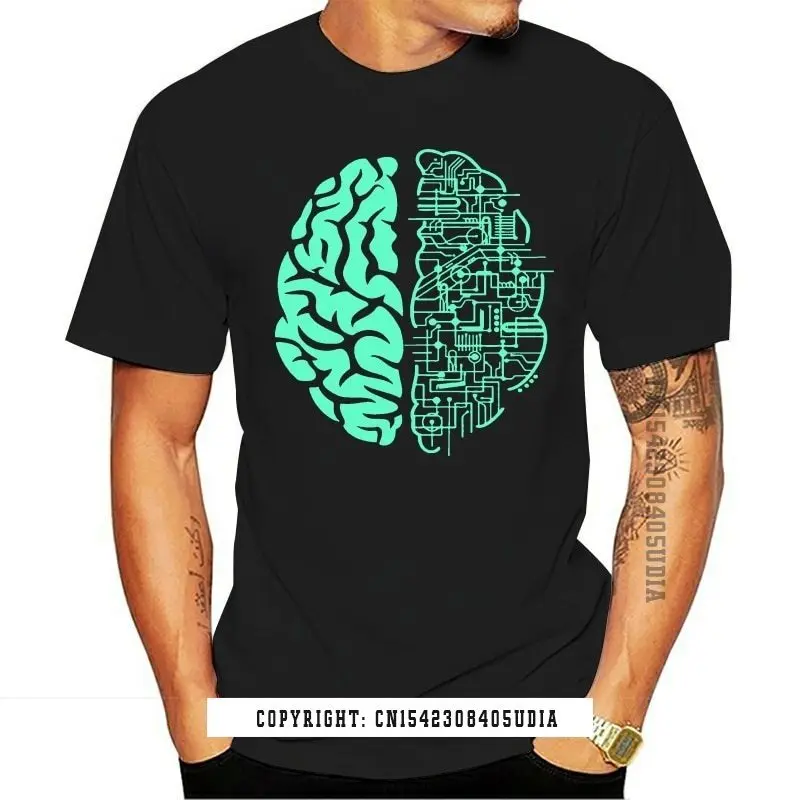 Electric Brain T-Shirt Mens Computer Nerd Science Circuit Board Brand Clothing Tee Shirt T Shirts Graphic Cotton T Shirt For Men