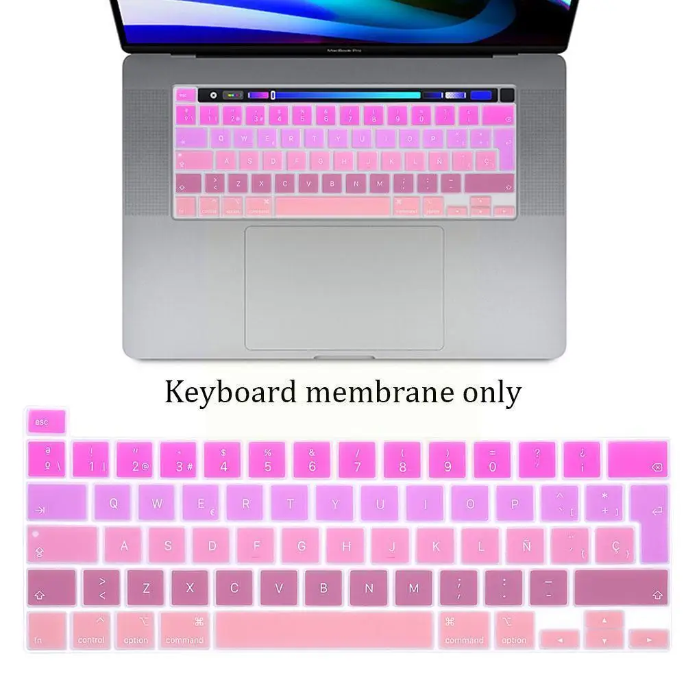 

Rainbow Color Silicone Spanish Keyboard Skin Cover For New Pro 16 2019 A2141 M1 Chip A2338/a2251/a2289 2020+ V6b5