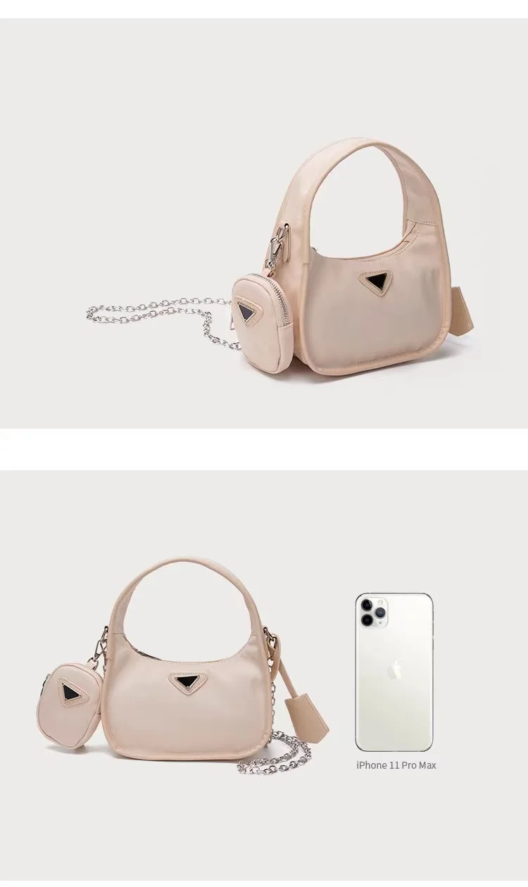 

Vintage Nylon Chain Crossbody Bag Women Designer Black Sport Shoulder Messenger Bags Female Casual Handbags Small Travel Purses