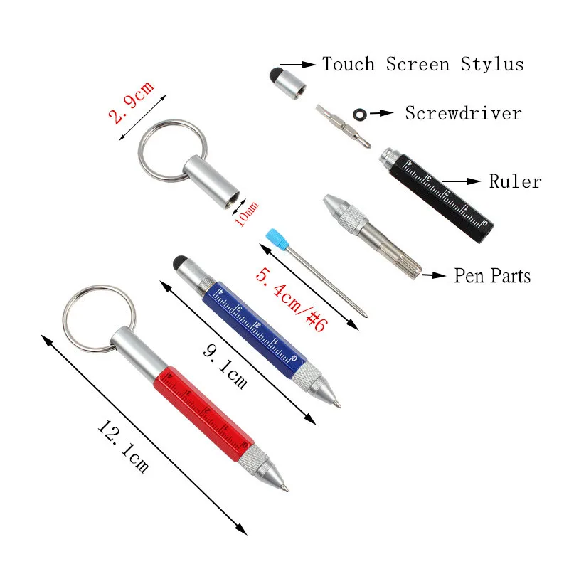 1/20/PCS/LOT NEW Multifunction pen Mini Pocket-size Metal Ballpoint Pen Rotating Small Portable Oil Tool Keychain | Канцтовары для