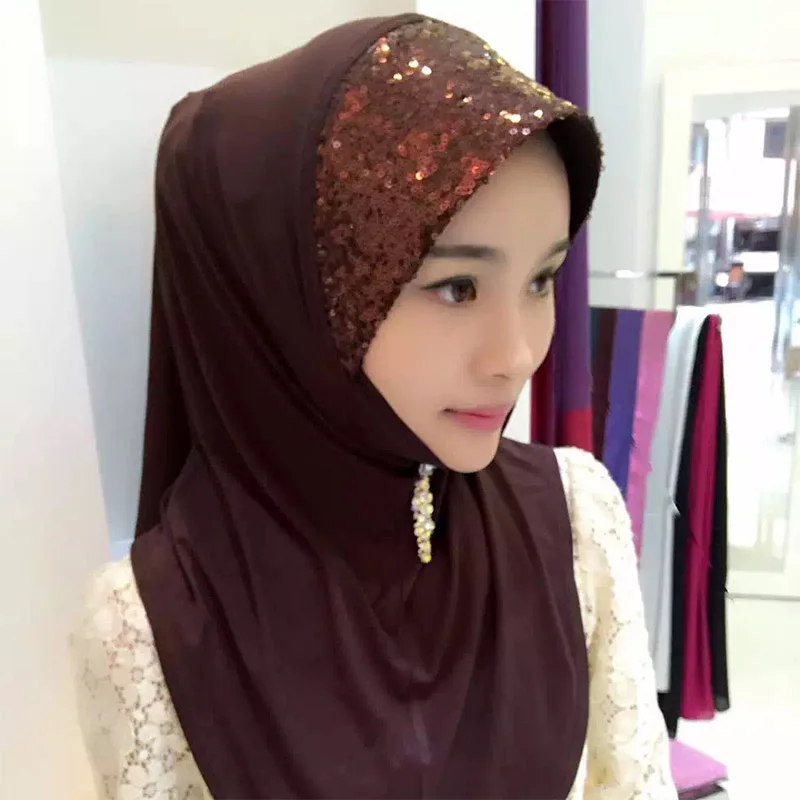 2019 Новый мусульманский головной платок с вышивкой блестками удобный костюм