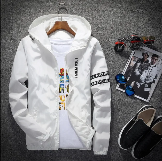 

Spring and autumn 2020 new hooded youth students Korean casual thin letter trend slim men's jacket coat