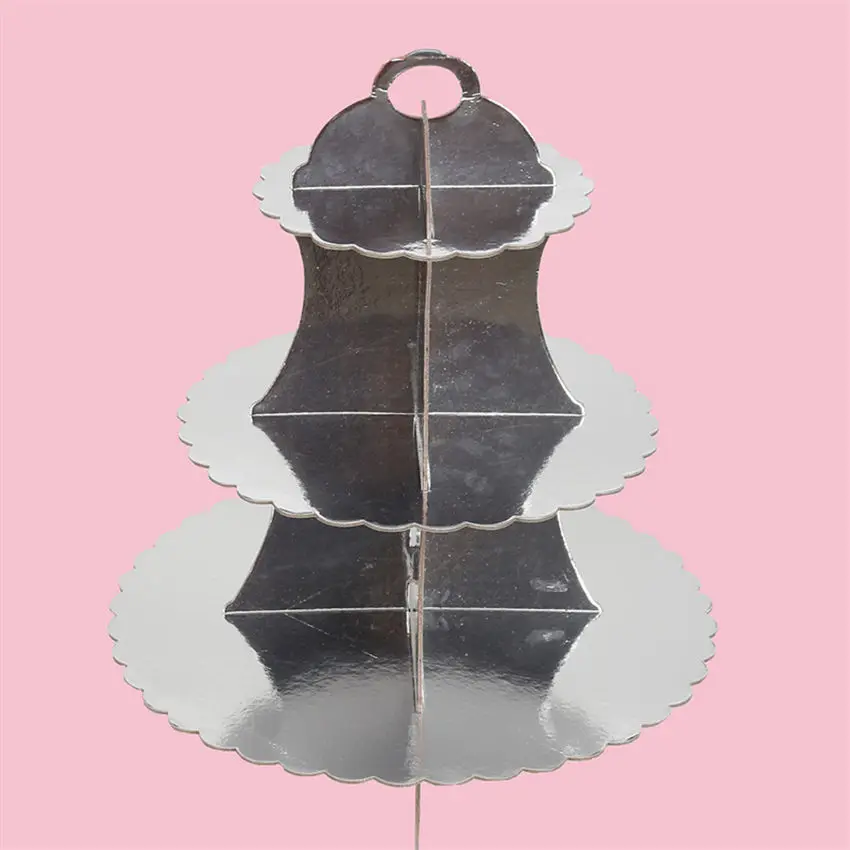 K Birthday Cake Stand Disposable Decoration Foldable Dessert Holder Display Shelf Paper Wedding Party Triple Layer Party Supplies - Цвет: K