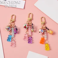 mschengdoris bear key chain cute resin gummy bear keychains candy color animal charms girls jewelry keyring pendant wholesale