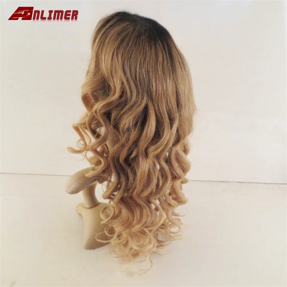 Anlimer медовый блонд кружевные передние человеческие волосы парики 150% бесклеевая