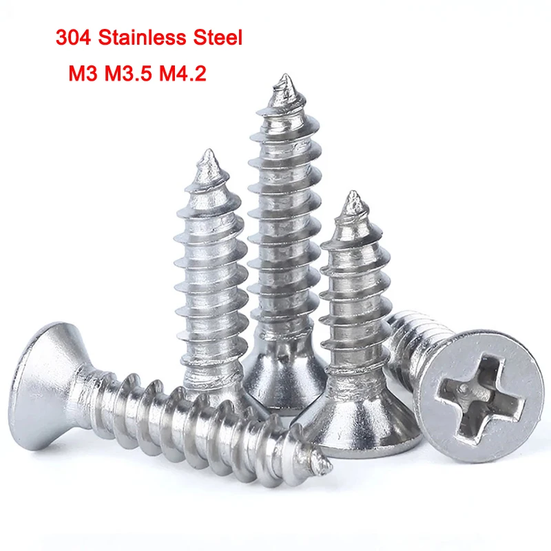 

20Pcs 304 Stainless Steel GB846 Countersunk Head Screws Cross Recessed Flat Head Self-tapping Screws M3 M3.5 M4.2