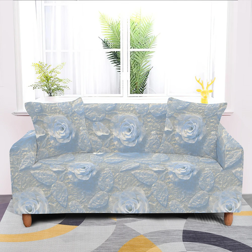 

Nordic style Rose Stretch Elastic sofas cover Polyester sofa towel Slip-resistant Covers For Living Room Fully-Wrapped Anti-dust