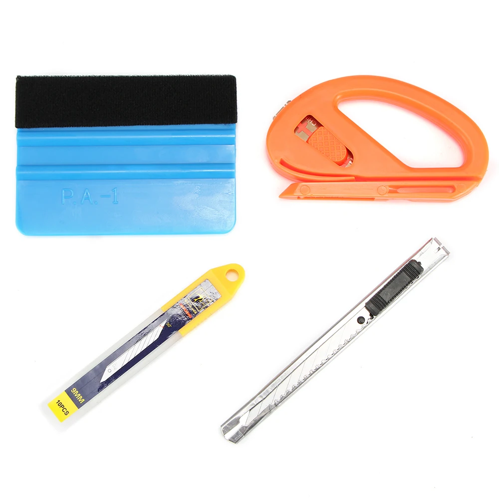 

4 Pcs Car Vinyl Wrap Film Squeegee Scraper Tools Kit Car Styling Auto Wash Accessories Vehicle Sticker Installation Cutter Knife