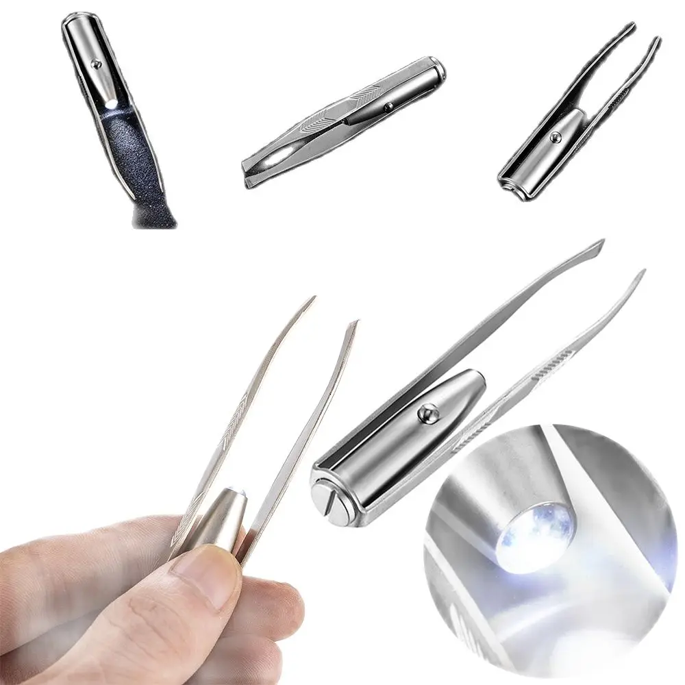 

1Pc LED Tweezer Eyelash Eyebrow Eyes Hair Remover Tools Pince A Epiler Stainless Steel Eyebrow Tweezers Beauty Maquiagem Pinzas