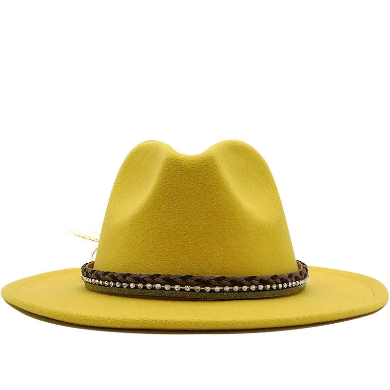 

2021 Fedora Hats Casual Panamas Women Hats Solid Khaki Camel White Felt Hats Jazz Caps Men Women Hats Wholesale