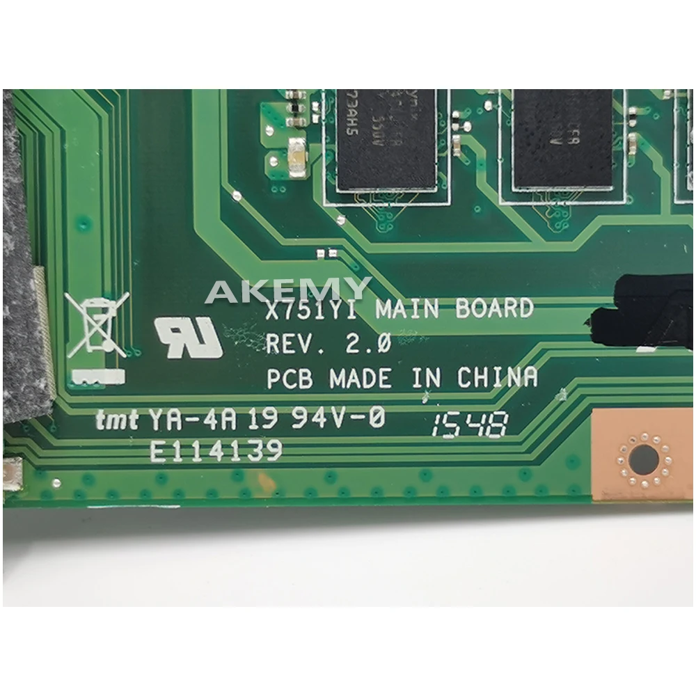 

X751YI Laptop motherboard For Asus X751Y X751YI K751Y Mainboard 2GB Graphics card 4GB RAM A6-7310 CPU