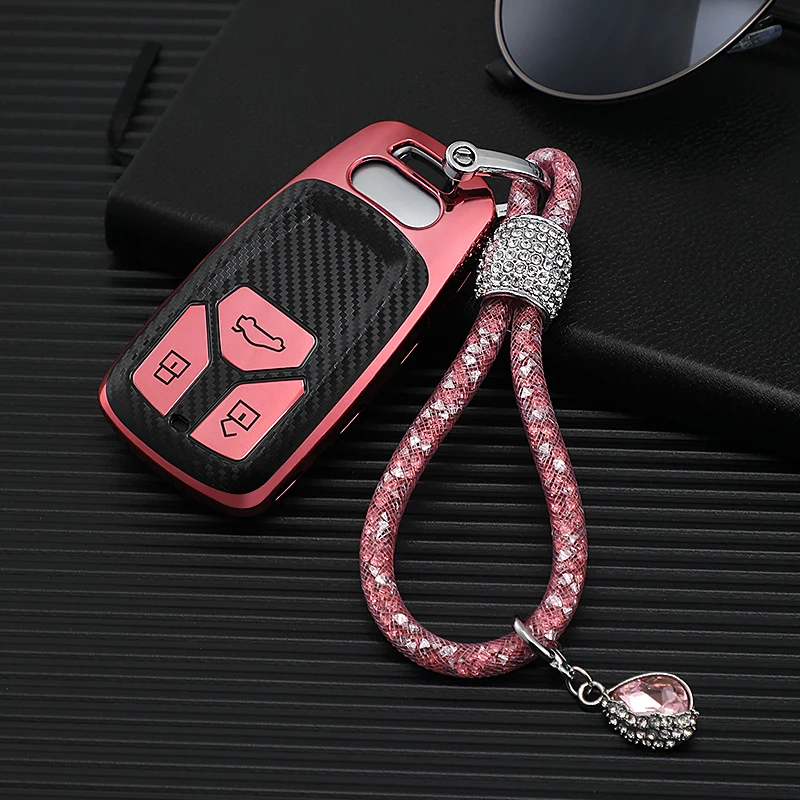 Чехол из углеродного волокна TPU для автомобильных ключей защитный чехол Audi A5 Q7 S4 S5