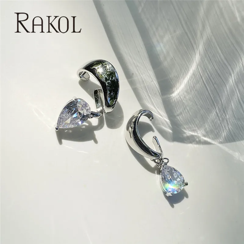 

RAKOL Ins Fashion Water Drop Cubic Zirconia Ear Bone Clip Earrings Without Pierced Jewrlry for Women Trendy Party Jewelry