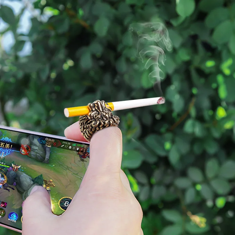 

Fashion Moden Lion pattern Smoking Accessories Ring Smoke Holder For Men Protect Finger