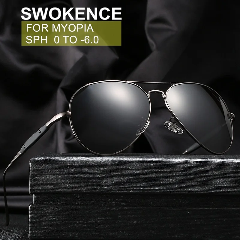 

SWOKENCE Prescription Sunglasses Glasses For Shortsighted SPH 0 to -6 Women Men UV400 Polarized Optional Myopia Spectacles F149