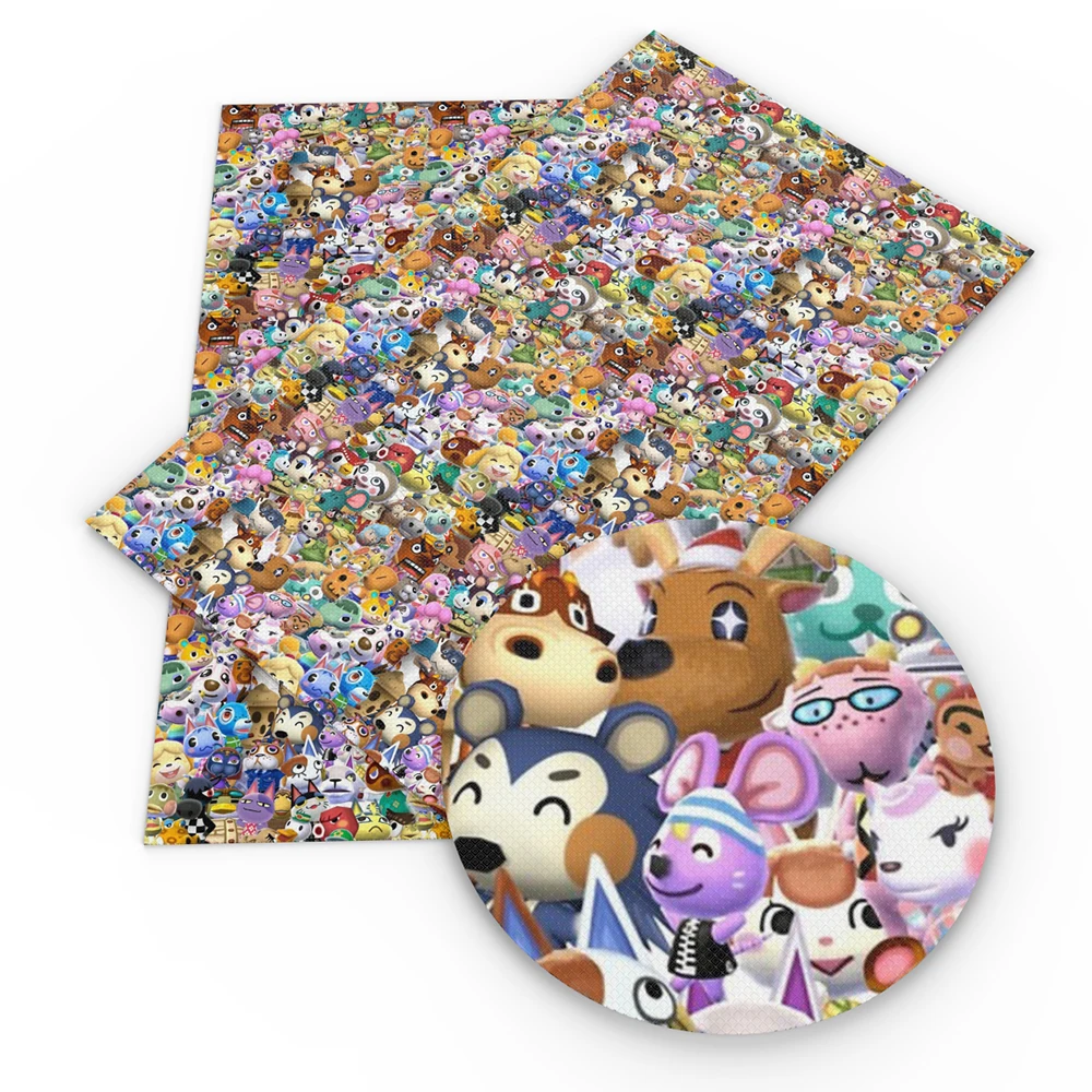 20*33 см набор из искусственной кожи с мультяшными животными ткань для бантов волос