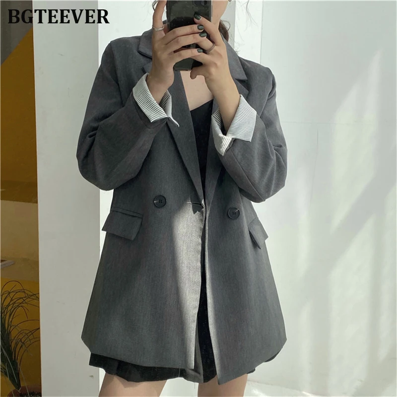 Повседневные темно-серые женские блейзеры женский один пиджак на пуговицах