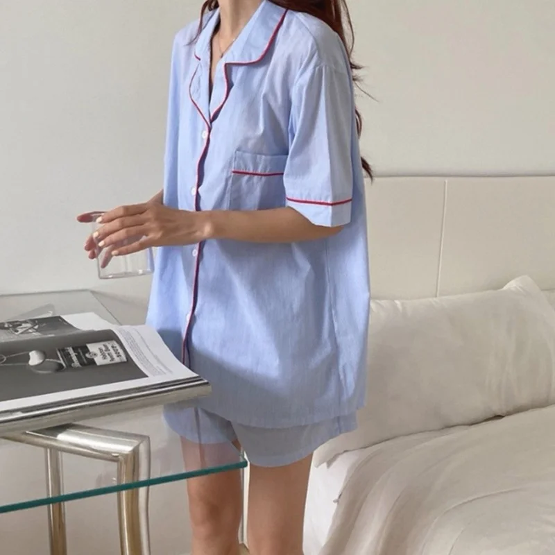 Korean Pajamas for Women Pyjamas Loose Pijamas with Shorts Two Piece Set Summer Soft Casual Home Suit Spring Dropshipping