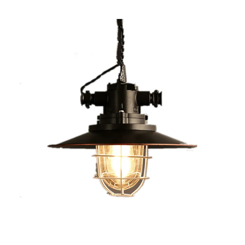 

loft American retro pendant lamp industrial wind country warehouse bar table single head wrought iron glass shade lights