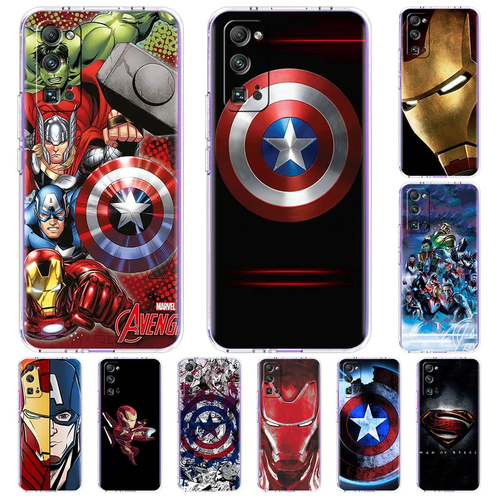 

Avengers Iron Man Captain America Clear Phone Case For Huawei Honor 8X 9X Play 9A 20 Pro 30 Lite Y6 Y7 Y8p P Smart S 2021 Cover
