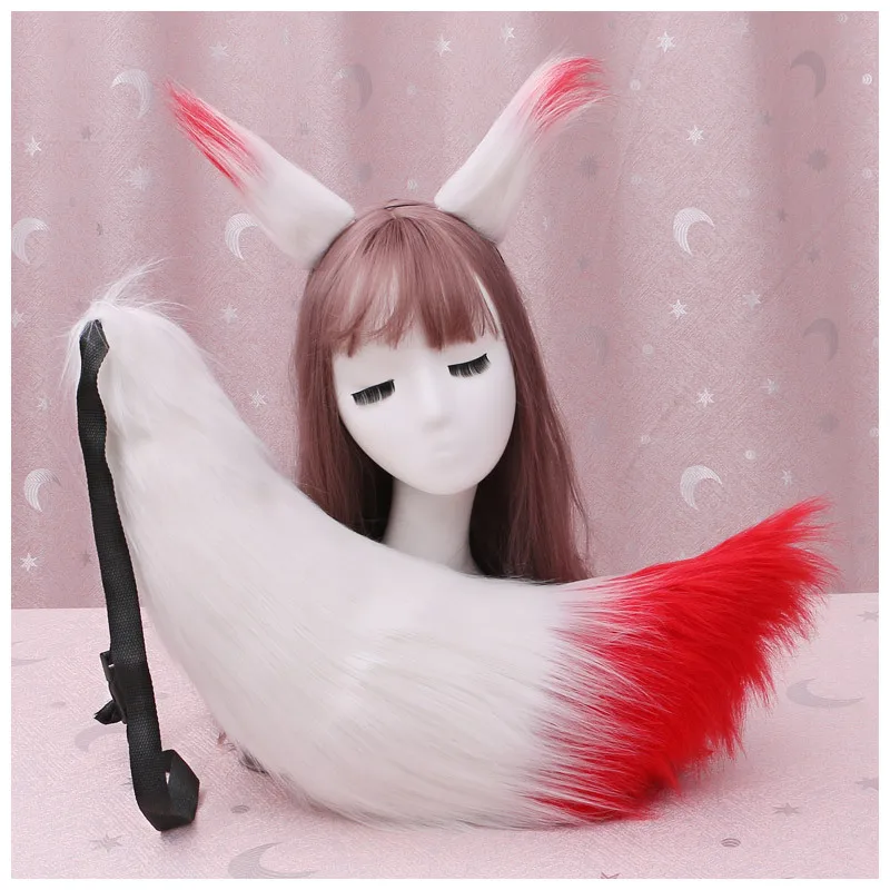 Японское аниме лисий хвост и комплект с ушами реквизит для косплея плюшевые