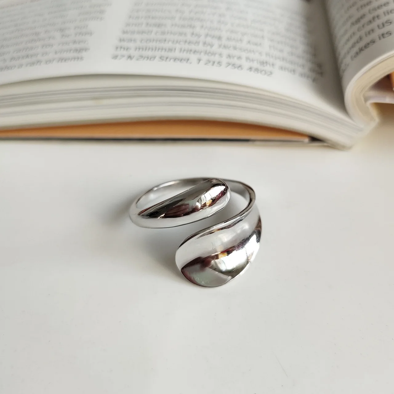 

Europe And America New Style Shiny Surface Minimalist Irregular Most Cool Network Red 925 Sterling Silver Ring Japanese Korean