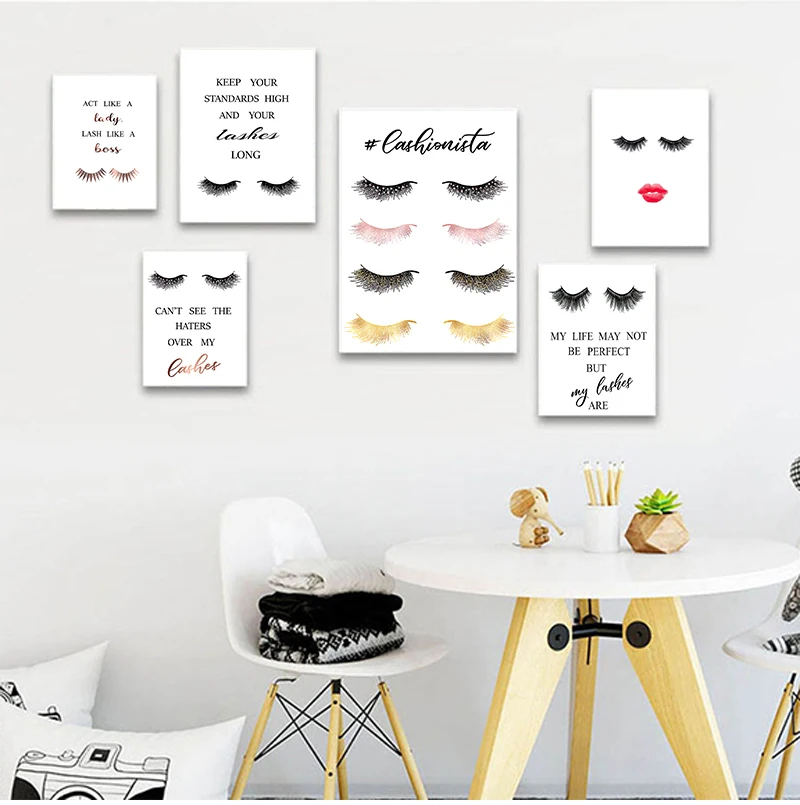 

Современный модный плакат с ресницами, макияж, холст, принты, картина, декор для салона, Настенная картина для девочек, украшение для комнаты...