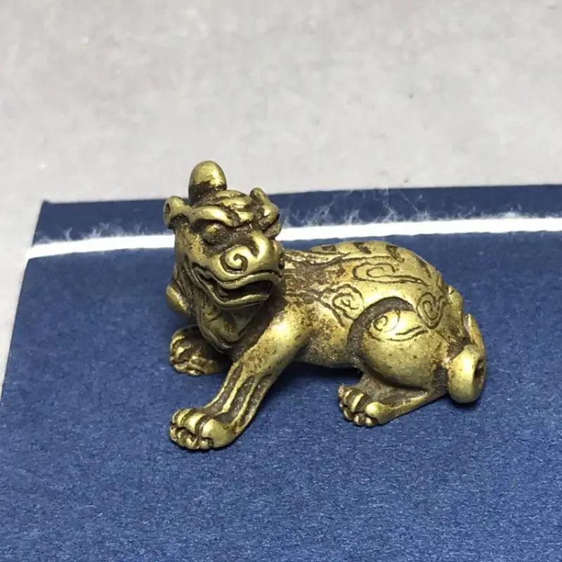Античный латунный китайский старинный зверь Pixiu украшения для домашнего декора
