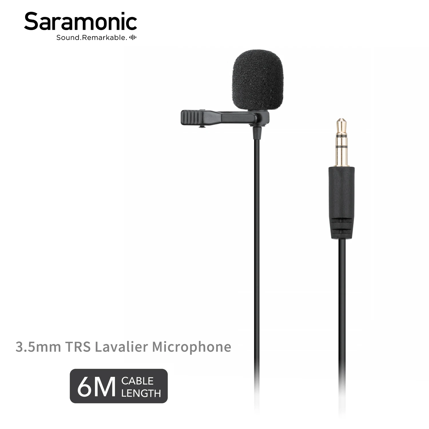 Микрофон Saramonic SR-XLM1 3,5 мм TRS 6m, петличный микрофон для зеркальных фотокамер, прямая трансляция, запись на Youtube, Vlog отворотный микрофон