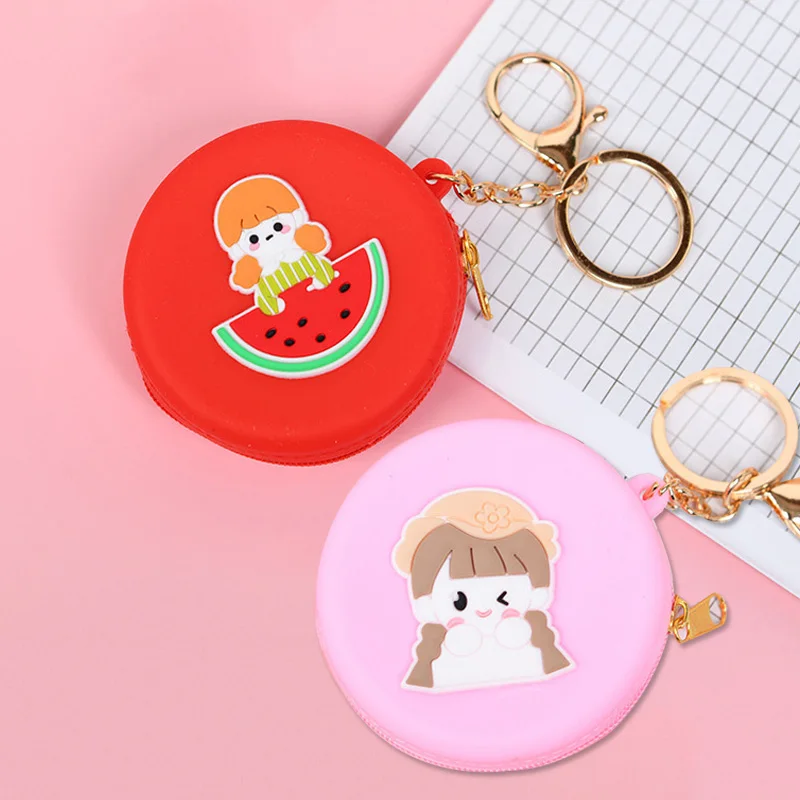 

Корейский модный кошелек для монет, женская сумка, Очаровательная Милая однотонная силиконовая сумка для хранения, женский брелок для ключ...