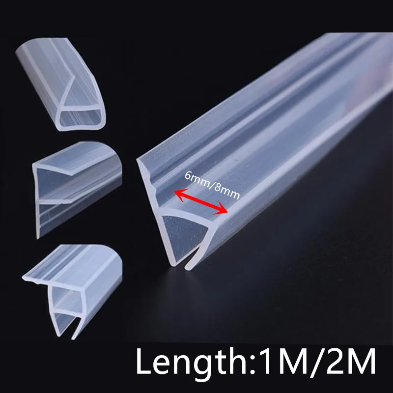 

1M/2M Widened H Shape Seal Strip Rubber Bathroom Shower Screen Door window Sealing Strip Weatherstrip For 6mm/8mm Glass Protect