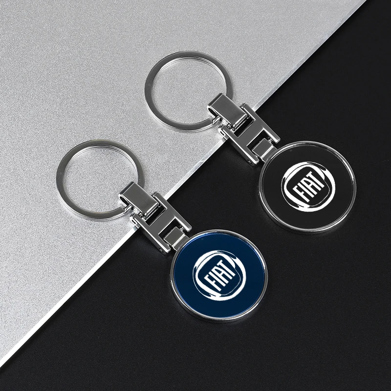 

New Alloy Car Key Ring Universal Quality Keychain For Fiat Panda Bravo Punto Croma 500 595 Customized Logo Car Accessories